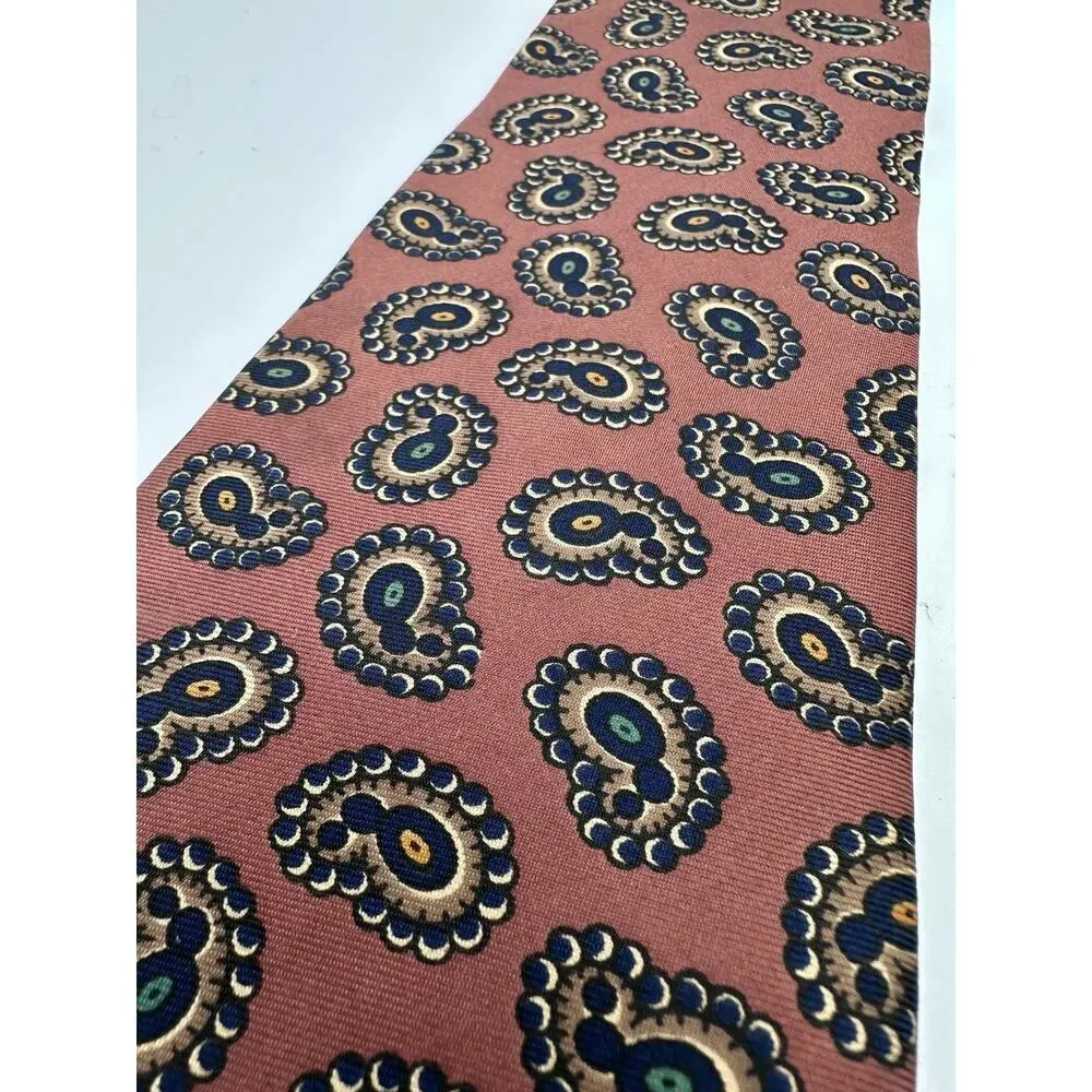 Vintage Liberty Of London Rust Brown Bubble Paisley Tie - 100% Silk USA